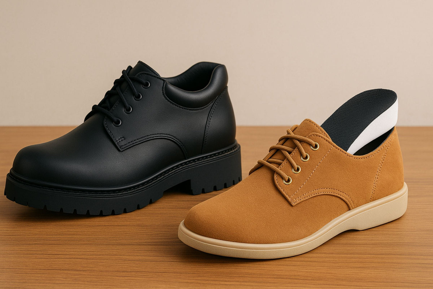 Vergleich height increasing shoe und Einlegesohle